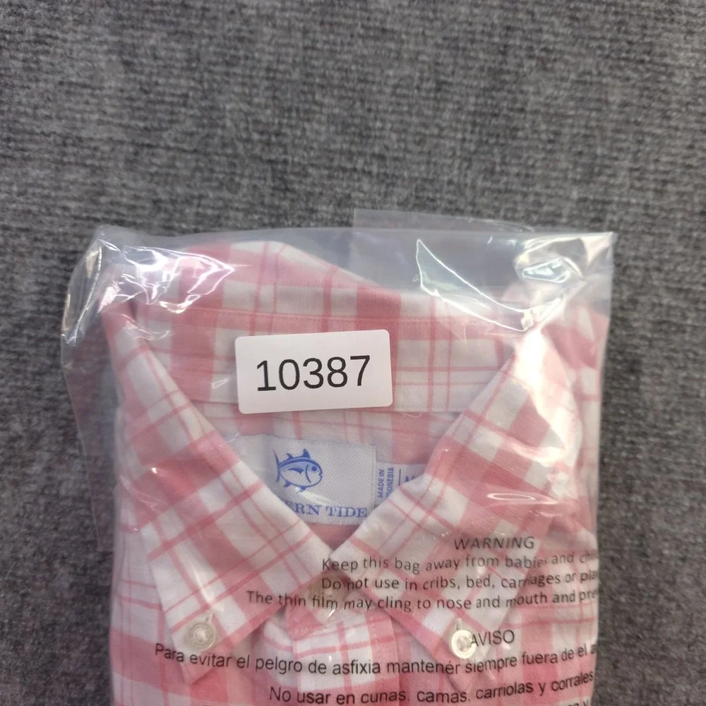 Southern‎ Tide Shirt Medium Pink Plaid Hemp Blend Long Sleeve Button Down - Picture 9 of 9